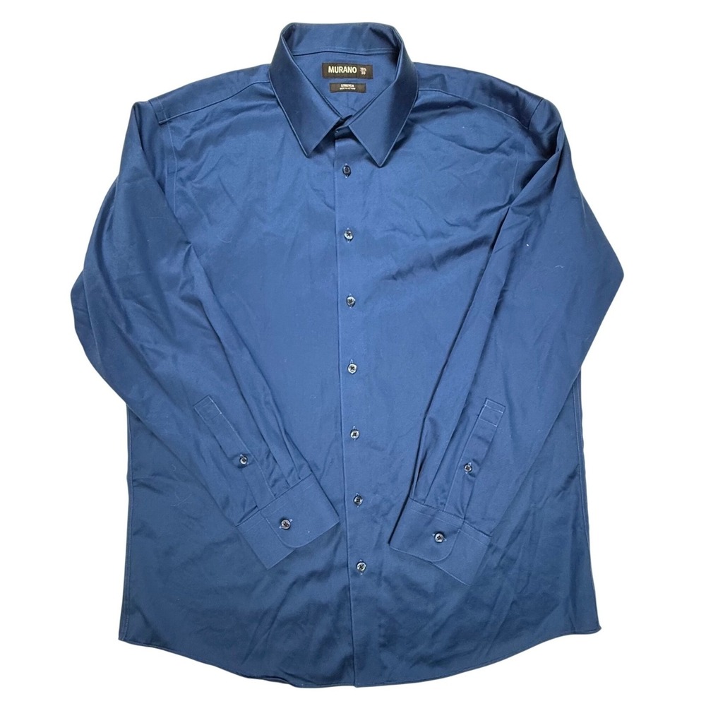 Murano Mens Stretch Dress Shirt Blue Long Sleeve Button Down 16.5‎ 33 TAV2404